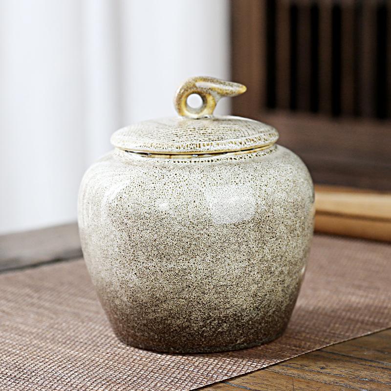 European-style Ceramic Tea Canister Round Gongfu Tea Storage Jar Celadon Sealed Container for Candies Nuts and Spices Kitchen