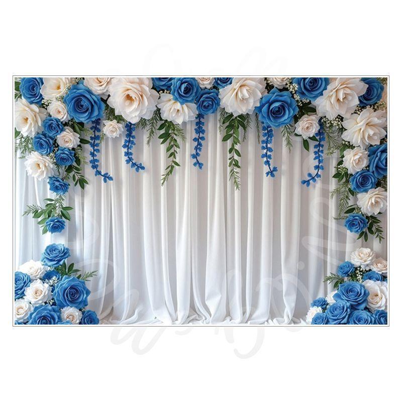 Birthday, Wedding and Engagement Party Backdrop Fabric, Luxurious Curtains, Gauze Drapes, Flowers, Photo Backdrop Fabric
