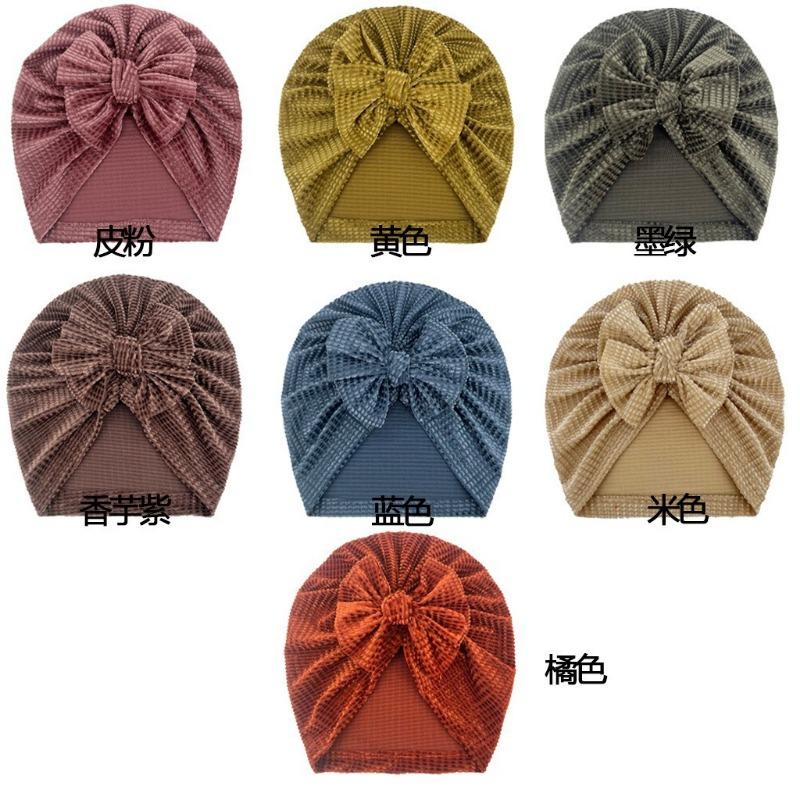 

New baby plaid golden velvet hat, children s warm and comfortable pullover hat, baby tire hat