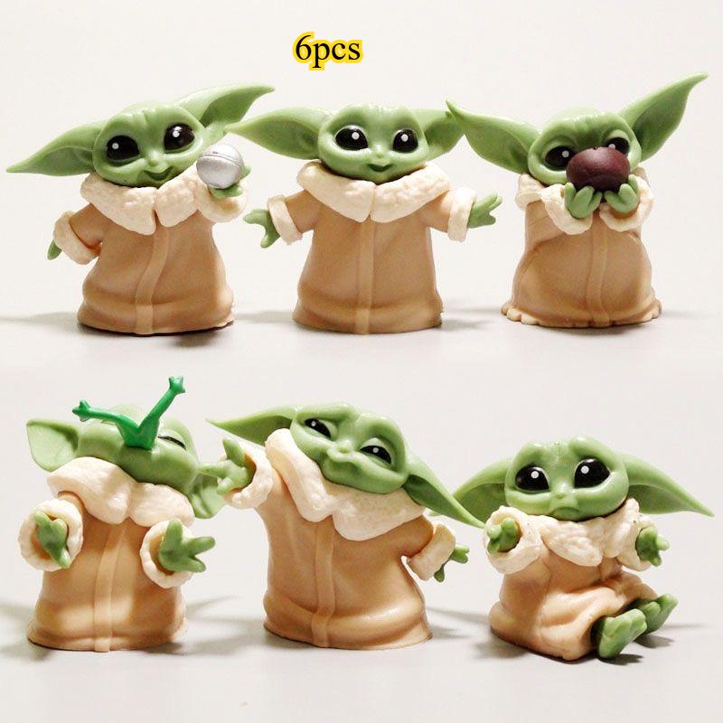 

6Pcs/Set 5-6cm Baby Yoda Grogu Action Figure Toys Series Mandalorian Figures Hot Kids Xmas Gifts TV Poseable Articulated Scale Detailed Movable 5-6cm