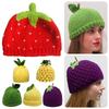 Thick Knitted Fruit Hat Soft Skiing Hat Novelty Strawberry Pullover Cap  Winter Head Accessory