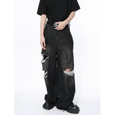 Herrenbekleidung Neues Produkt Amerikanischer High Street Distressed Straight Leg Retro Loose Jeans Trend