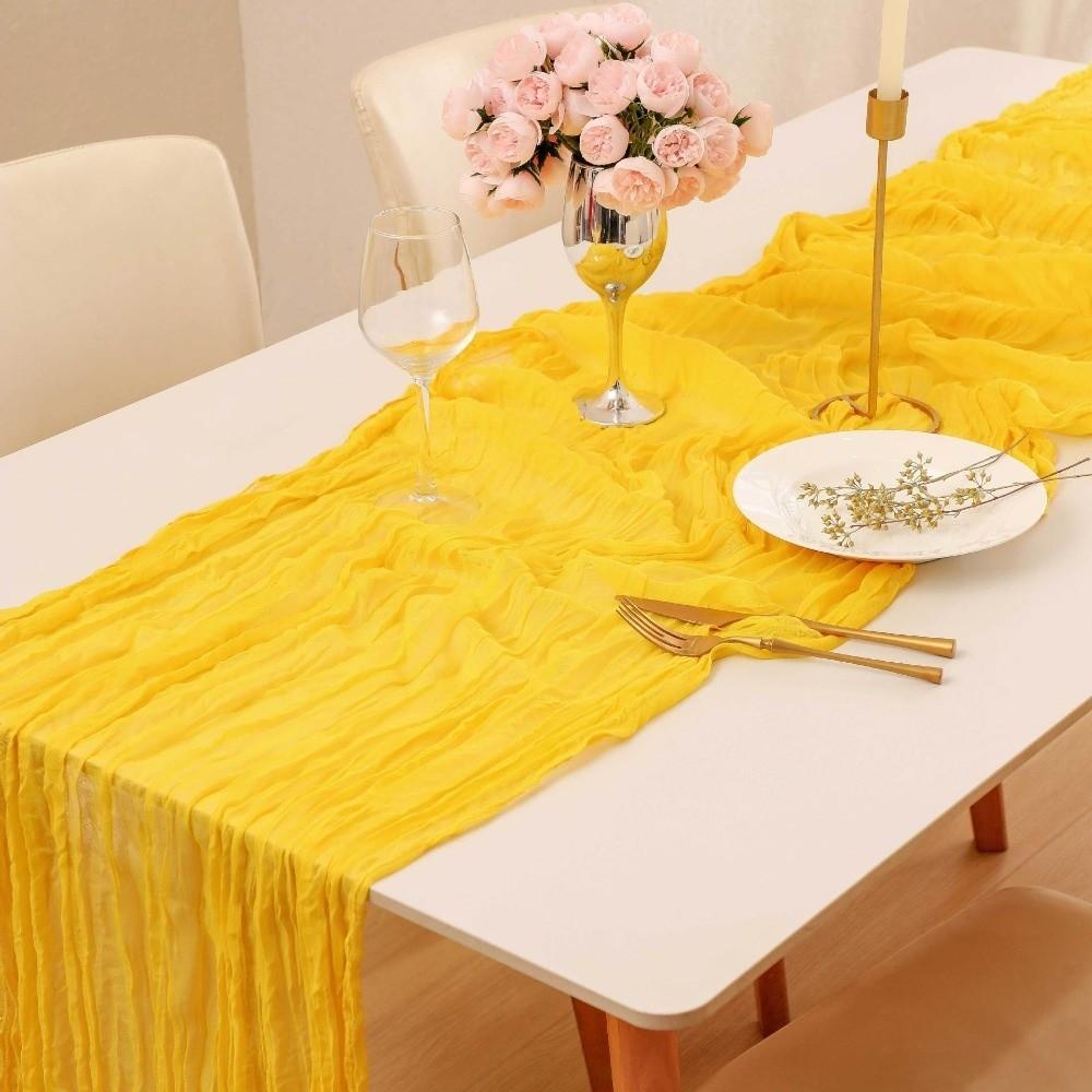 Gift Semi Sheer Cheesecloth Table Runner 35×70 Inch Polyester Boho Table Flag Boho Gauze Table Cloth Garden Party