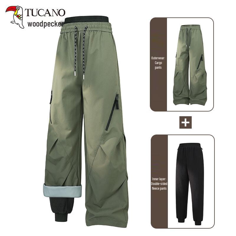 Tucano Women's 3-in-1 Outdoor Windproof Fleece-Lined Wide-Leg Pants