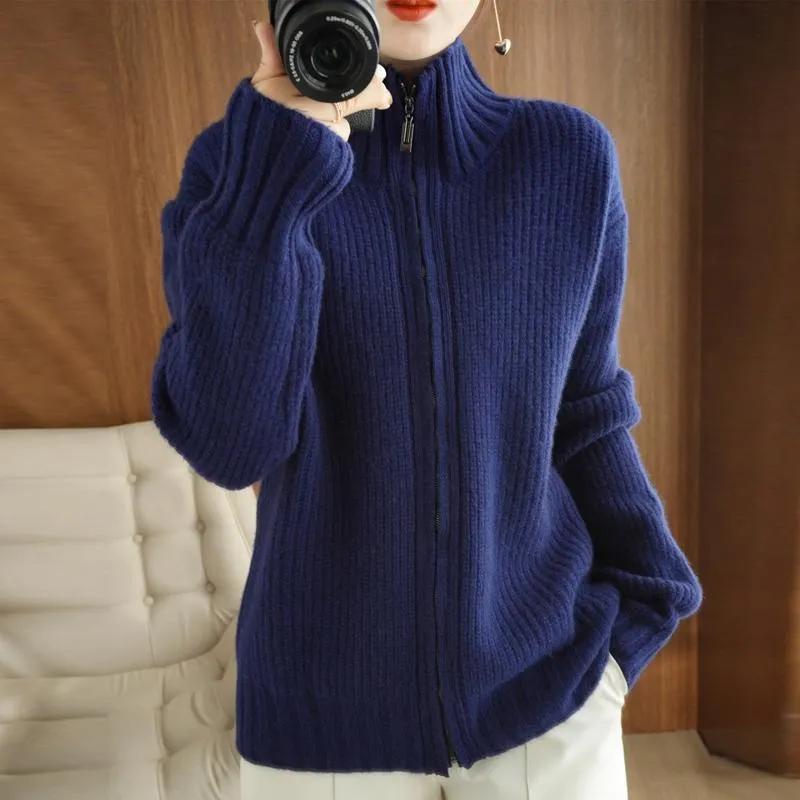 Autumn and Winter Mid-length Cardigan Knitted Sweater Sweater Large Size Lazy Style Long-sleeved Top Jacket Women