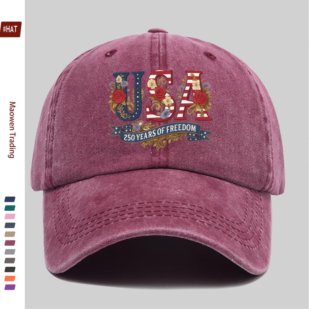 pc USA Th Anniversary Printed Baseball Cap with Floral Casual Decor Design Papa Hat Comfortable And Lightweight Adjustable