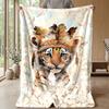 Tiger Spirit Energy Theme Blanket Lightweight Warm Flannel Blanket Decorative Throw Blanket for Home Decoration