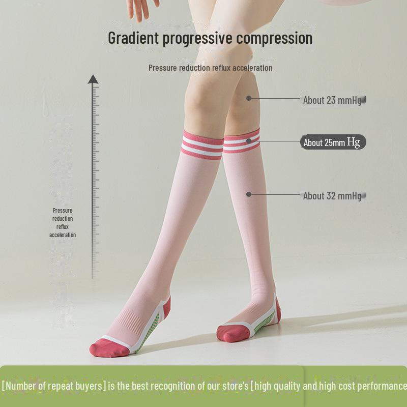 Women's Summer Compression Socks for Running, Cycling & Fitness - Anti-Varicose, Elastic Calf-Length Sports Socks