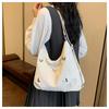 Women's Faux Leather Large Capacity Shoulder Bag, Soft Single Strap Crossbody Purse, Butterfly Decorated Commuter Tote with Zipper Closure