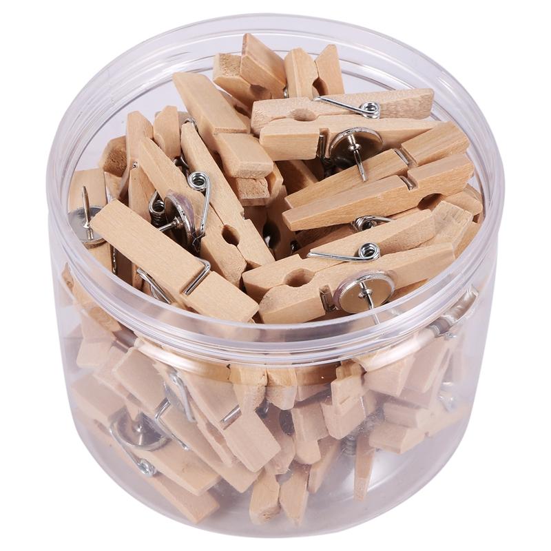 

Push Pins With Wooden Clips 50Pcs Thumbtacks Pushpins Creative Paper Clips Clothespins For Cork Board And Photo Wall Offices Hom