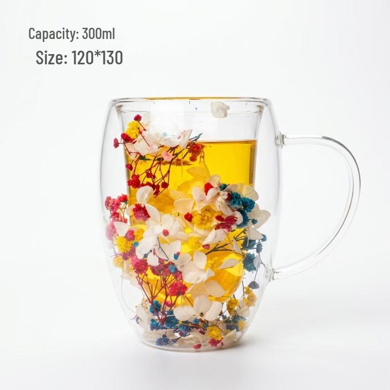 

Petal Glitter Double Wall Glass Mug with Handle