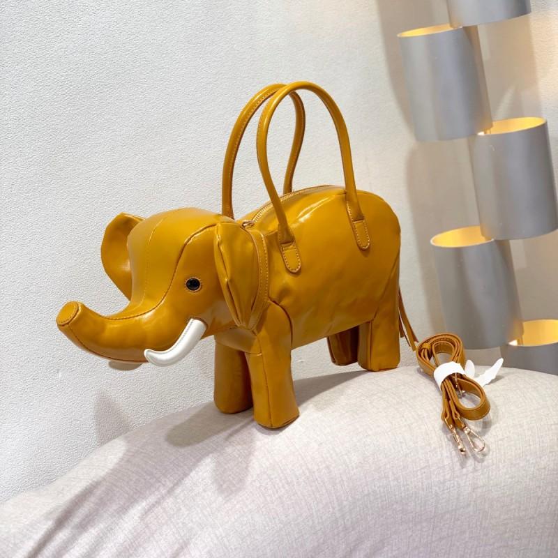 Creative Elephant Shape Handbag Women PU Leather Medium Size Shoulder Bag With Zip Phone Pocket