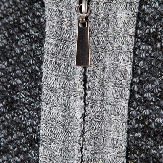 Winter Coat Knit Plush Contrast Colors Patchwork Breathable Thicken Long Sleeves Plus Size Stand Collar Plush Warm Autumn Coat Winter Clothes