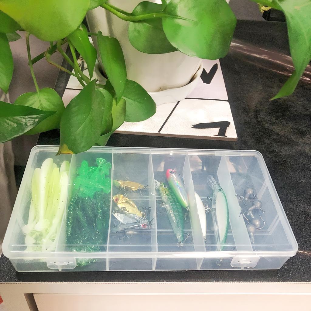 Transparent Plastic Fishing Gear Box, Rectangular Fishing Gear, Packaging Box, Durable PP Beads, Jewelry, Sewing Supplies