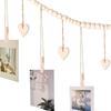 Wall Hanging Picture Holder Wooden Beads Photo Shelf Frame String Rustic Photo Display  Living Room