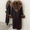 Atmosphere Detachable natural real fox fur collar wool coat women's new winter warm woolen coat
