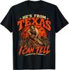 Hes From Texas I Can Tell Scary Chainsaw Horror T-Shirt Fun 100% Cotton Short-Sleeve Shirt – A Gift For Halloween Or Christmas.