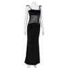 Damen Mesh Splicing Träger Perspektive Sexy Hot Fashion Tief ausgeschnittenes Neckholder Fishtail Kleid
