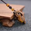 Natural Tiger Eye Owl Pendant Necklace, Wood Stone Jewelry