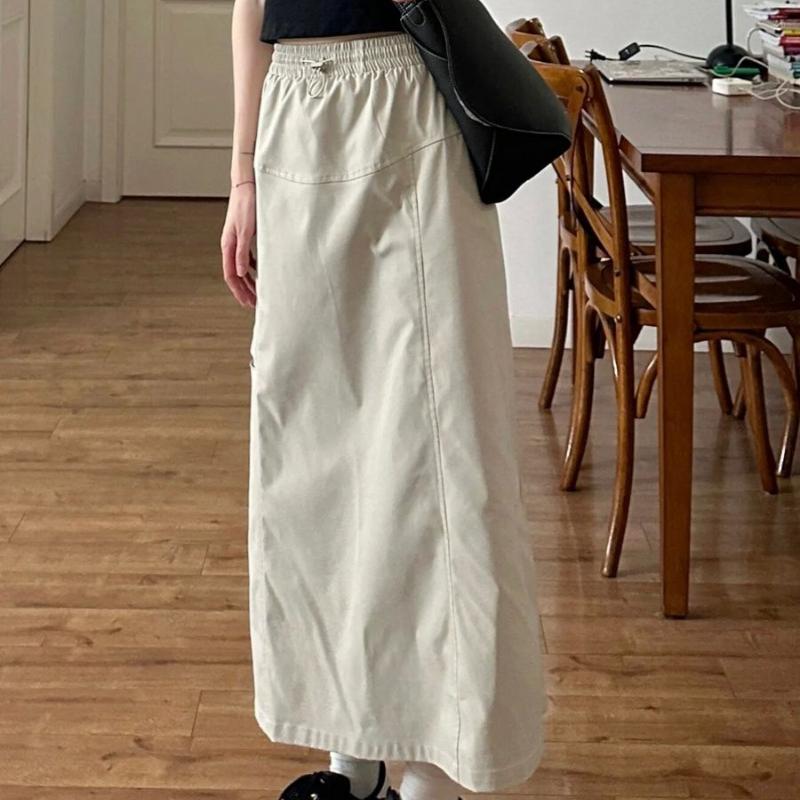 Women's American Vintage Utility High-Waist Slim-Fit Skirt - Autumn Design-Driven Side Slit Bodycon A-Line Hybrid