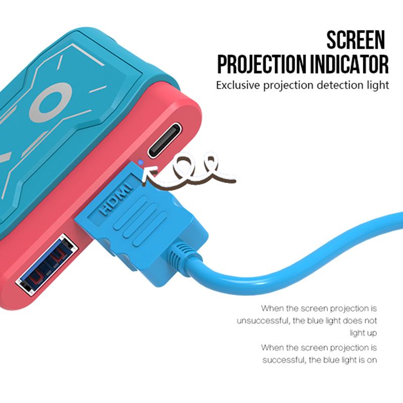 TOPWOLF HS-SW250 For Nintendo Switch/Switch OLED Dock 4K HD USB 3.0 Hub Adapter USB C Splitter TV Docking Station