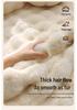 Cream Rabbit Fur Oval Rug - Thick Bubble Velvet Bedroom/Bedside Mat, Coffee Table, Sofa Cushion