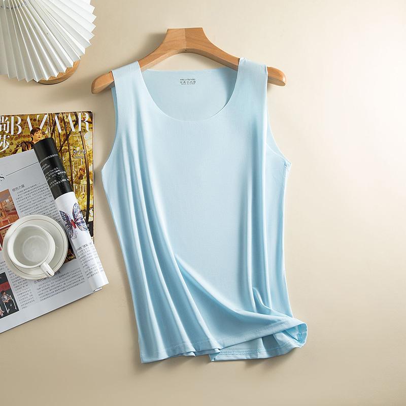 

1 шт. Майки Летнее нижнее белье Ледяной шелк Полиэфирное волокно Прохладная майка V-образный вырез Женский жилет без рукавов XL небесно-голубой