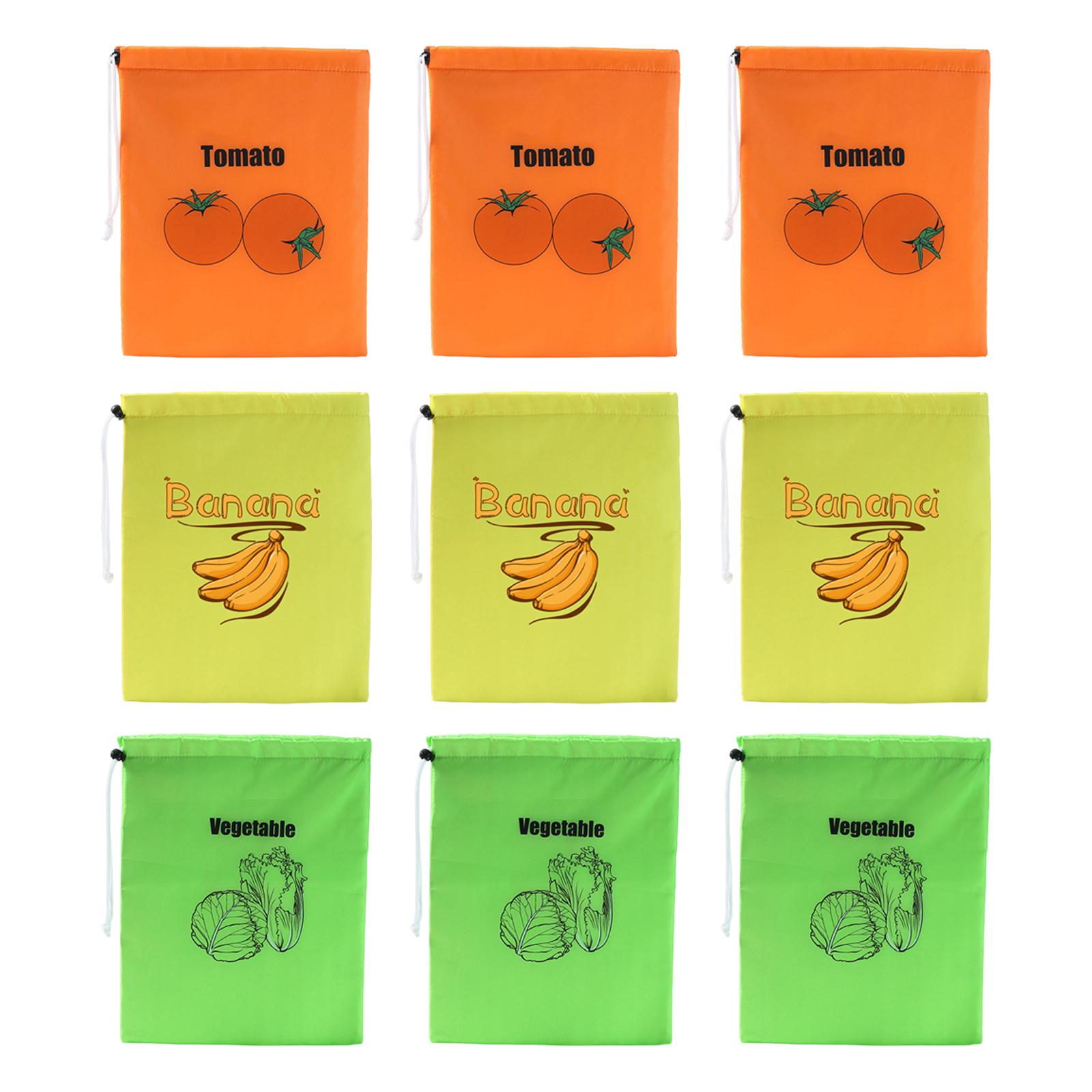 

9 шт. 3 цвета многоразовые пакеты для хранения продуктов бананы салат помидоры 13,7x11 дюймов пакеты для сохранения свежести овощей и фруктов алюминиевая подкладка M&1-tier