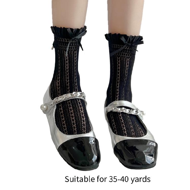 Lolitas Ruffled Ankle Socks Ballet Sweet Bowknot Crew Socks Tights Loose Socks