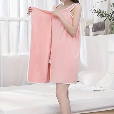 1pc Womens Large Bath Towels, Bathroom Soft And Thick Bath Towel, Cute Bow Pocket And Water Absorbing, Bath Towel And Strap Bath Skirt, 31.5*53.15inch
