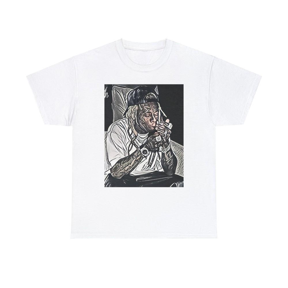 

Lil Wayne Graphic Print Crew Neck Short Sleeve Unisex Heavy Cotton Art Tee Shirt M
