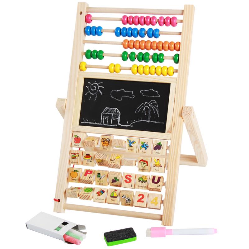 

Wooden Kids Writing & Drawing Board with Abacus and Calculator for Early Education