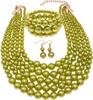 Faux Pearl Necklace for Women Multi Strand Bracelet and Earrings Set Costume Jewelry Accessories