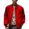 Baseball Uniform Sweatshirt Autumn and Winter Plus Velvet Spliced Single Row Four-button Flight Jacket