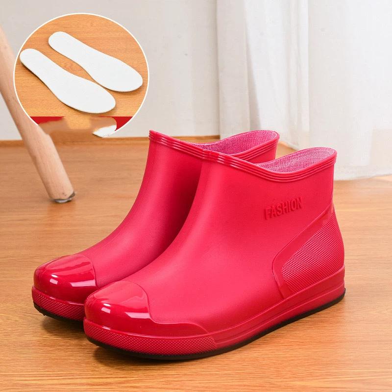 

Жіноче модне повсякденне антиковзне водонепроникне взуття для дощу з короткою халявою, гумове взуття 41 червоний