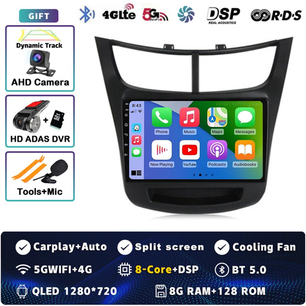 Android 14 Carplay Auto For Chevrolet Sail Aveo 2015-2019 Car Radio 4G WIFI Navigation Player Multimedia Srereo Video 360 Camera