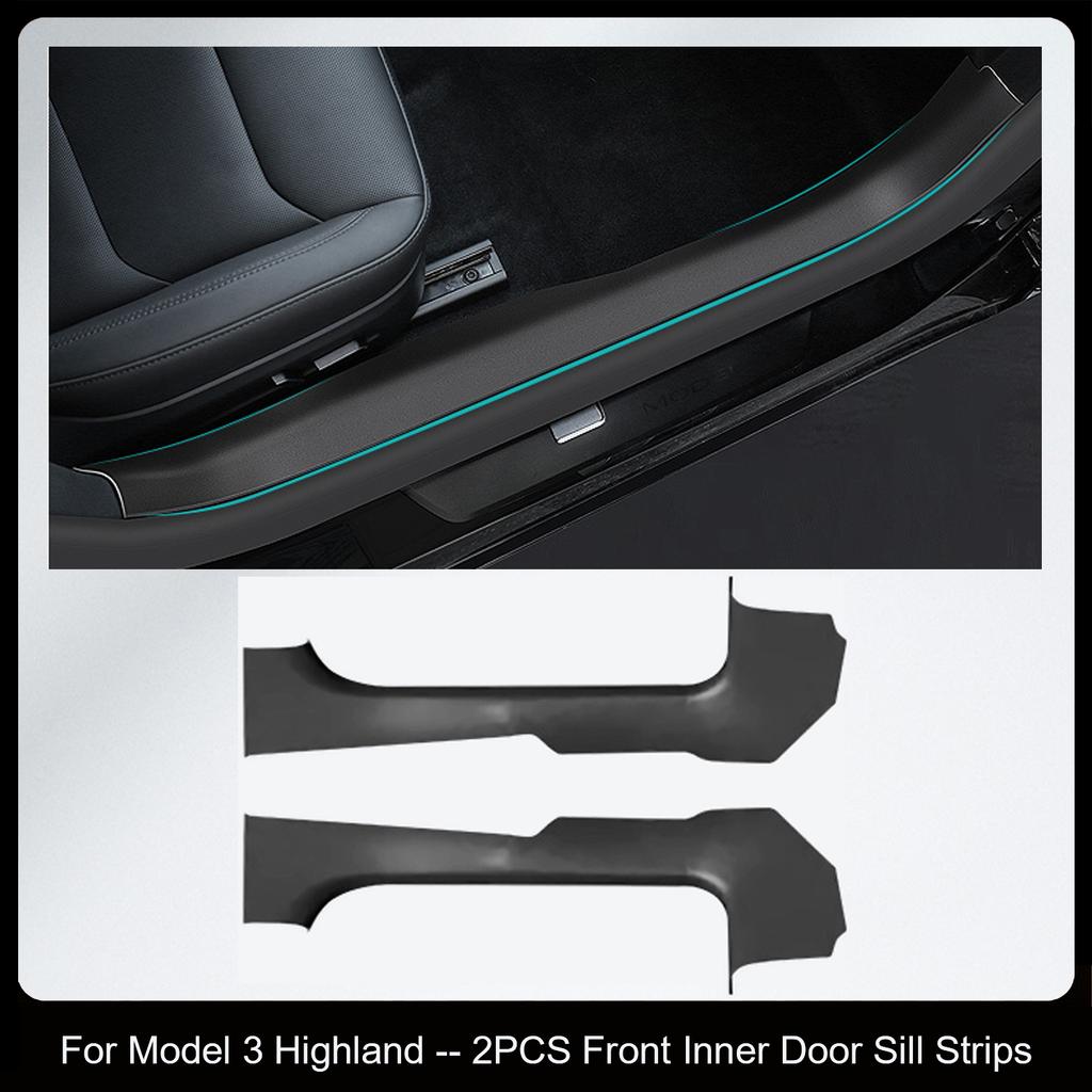 For Tesla Model 3 Highland 2024 Door Sill Strip Guard Mat Trunk Threshold Protector Side Anti-kick Pad Magic Hook Installation