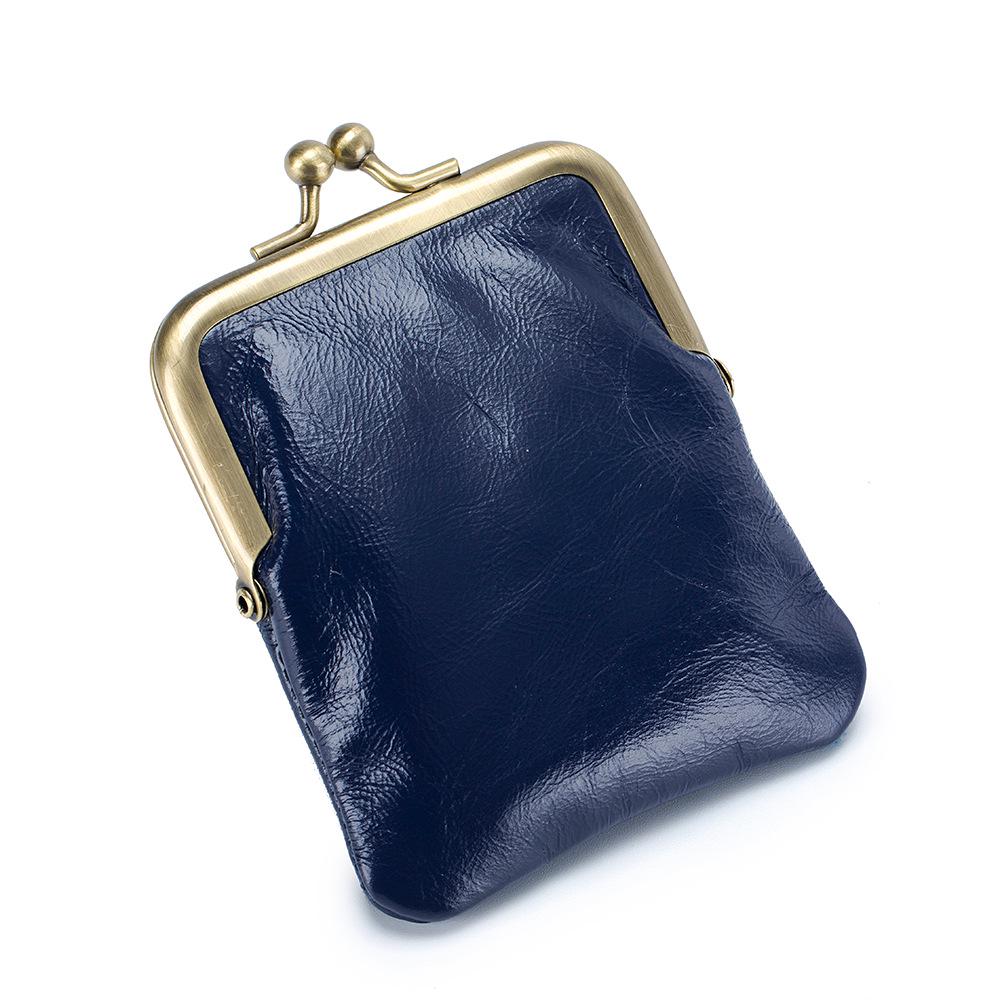 Cartera Pequeña Retro de Cuero de Vaca Encerado para Monedas para Mujer