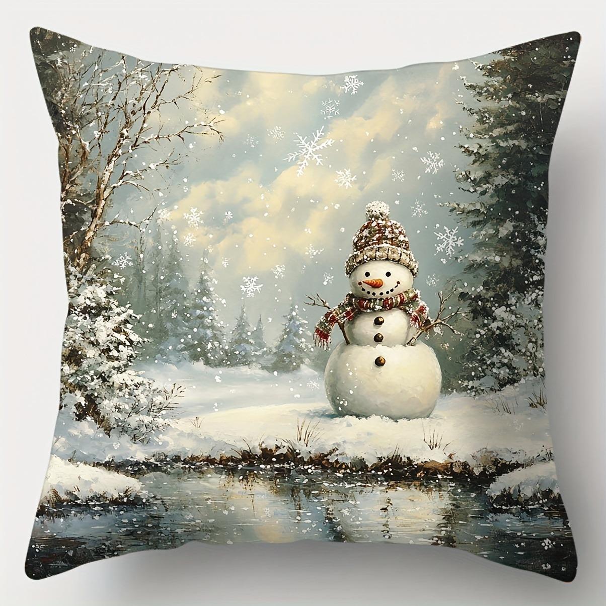 

Домашний декор Снежные зимние сцены: Санта и Дизайн Домика Узор Наволочка Подходит Для Дивана Спальни Автомобиля 40x40cm