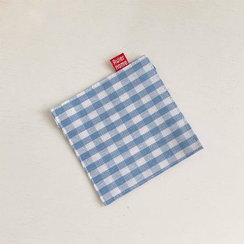 

Подставка под чашку Доступны три цвета Двухслойная ткань Чистый хлопок Японский стиль Клетка