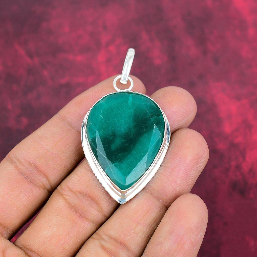 Emerald Pendant, 925 Sterling Silver Pendant Gemstone Jewelry, Handmade Pendant Amazing Jewelry, Gift For Her