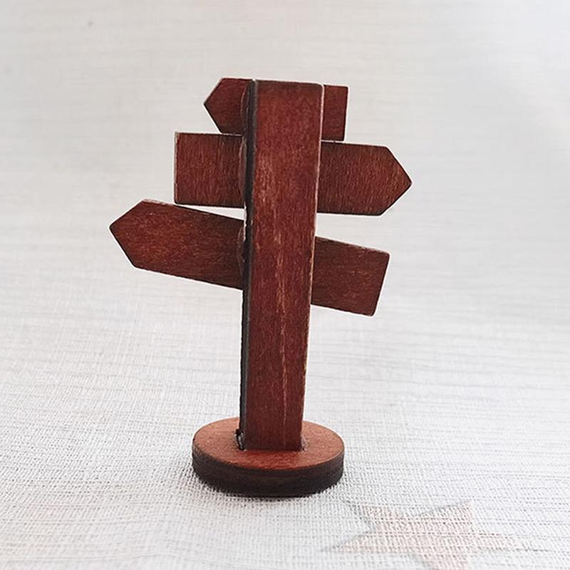 Деревянные поделки Садовое украшение Креативный микро-ландшафт Миниатюрная сцена Дорожные знаки Садовое украшение коричневый