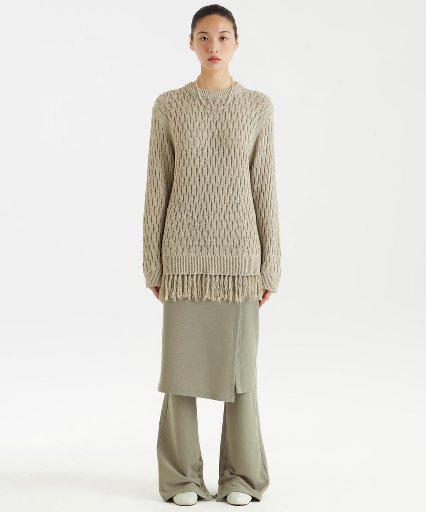 YOUTH Tassel Crewneck Knit Top - Sage Green