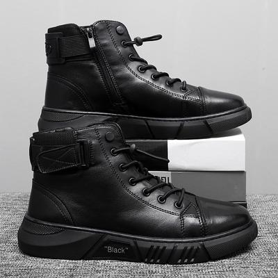 Herbst Neue High Top Arbeitsschuhe für Männer Plateau Stiefeletten Mode Qualität Männer Schwarze Stiefel Outdoor Booties