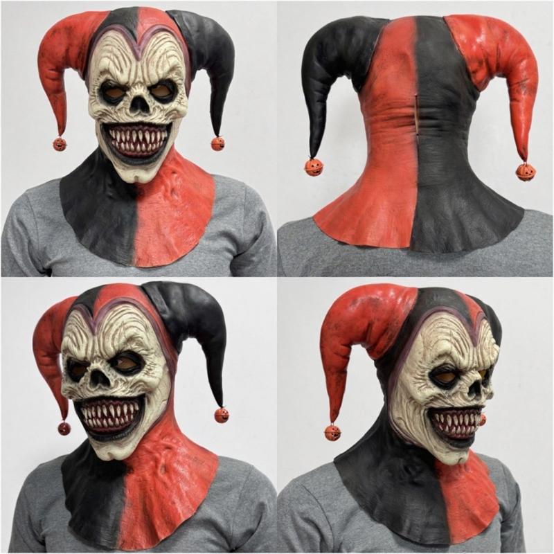 Eye Catching Full Head Clown Mask for Adults Halloween Cosplay Adjustable Eye Holes Latex Party Costume Prop