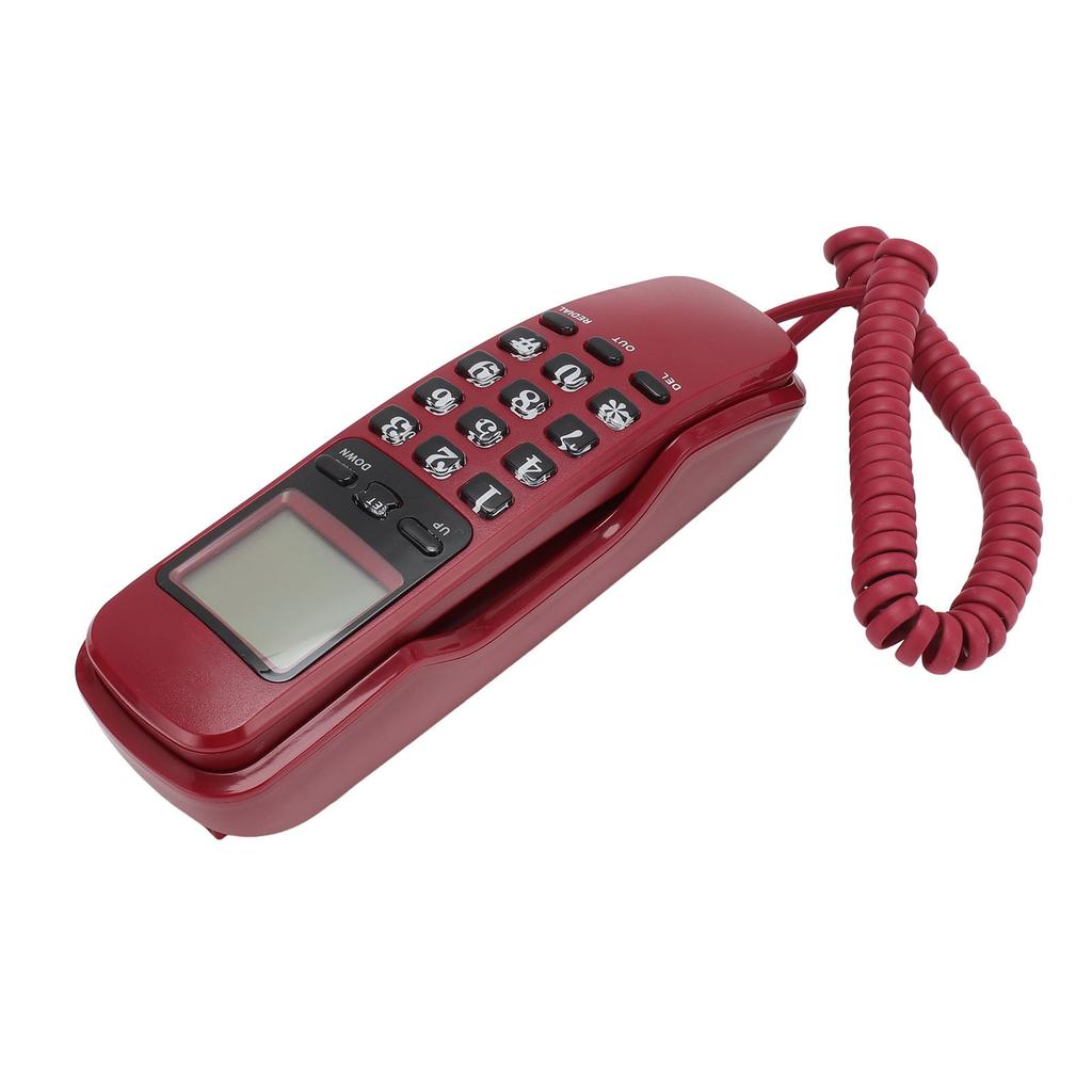 Wall Corded Telephone Caller ID Support Call Back Prevent Slip Landline Phone for Home Hotel Red