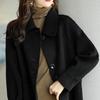 Winter Coat Women Thermal Overcoat Turn Down Collar Long Sleeves Loose Fit Cardigan Single Breasted Pure Color Pockets Commuting Dating Winter Jacket