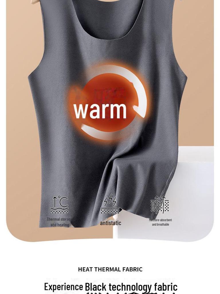 Men's Winter Velvet Thermal Vest - Thickened Base Layer with Warm Belly Patch