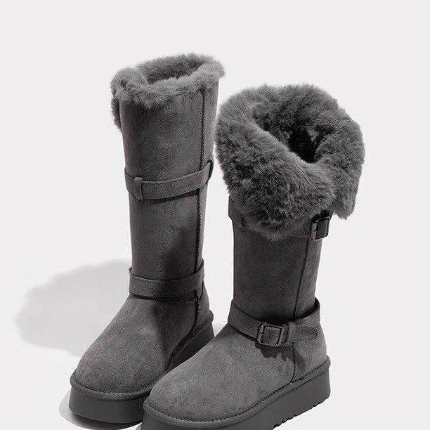 Winter  Thick-Soled Height-Increasing Fleece-Lined Thickened Long Snow Boots 40
