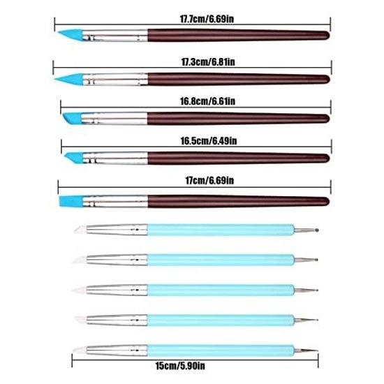 Silicone Brush 10-piece Set Pens Clay Tools Sculpting Nail Resin Coloring Paint Brushes Modeling Shaping Crafts Pottery Statues Sculpture Carving DIY